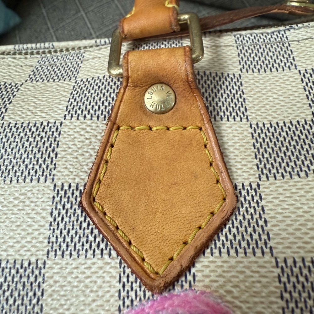 Authentic! Louis Vuitton Checkered Satchel with Pink Bow - Picture 12 of 16